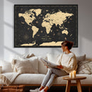 Personalized World Map Wall Art Canvas Print – Custom Push