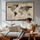 Customize Push Pin World Map Wall Art Canvas Print –