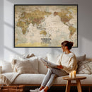 Personalized Push Pin World Map Canvas Print – Custom