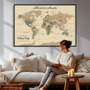 Custom Push Pin World Map Wall Art Canvas Print – Custom