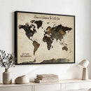Custom Push Pin World Map Wall Art Canvas Print –