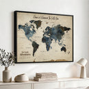 Personalize World Map Canvas Wall Art – Custom Framed Push