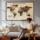 Vintage Custom World Map Canvas Wall Art – Custom Framed