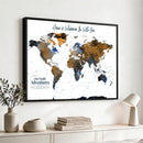 Personalize World Map Canvas Wall Art – Framed Custom Push