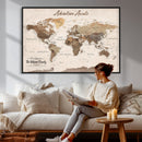 Framed Push Pin World Map Canvas Print – Custom Framed