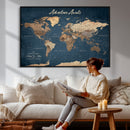Personalized Vintage Push Pin World Map Canvas Print –