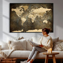Large Framed Vintage World Map Wall Art Print for Home Wall by MyGreatCanvas | Canvas Wall Art Prints | Photo Prints & Wall Decor
