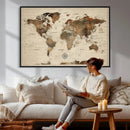 Vintage World Map Wall Art Canvas Print for Living Room, by MyGreatCanvas | Canvas Wall Art Prints | Photo Prints & Wall Decor