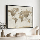 Detailed World Map Wall Art Canvas Print