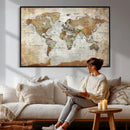 World Map Wall Art Canvas Print, Modern Decorative Framed Map Artwork Prints for Living Room, Office, Bedroom Wall Decor by MyGreatCanvas | Canvas Wall Art Prints | Photo Prints & Wall Decor