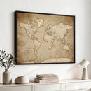 Colorful Watercolor World Map Canvas Wall Art – Framed