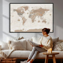 Framed Large World Map Canvas Print for Office Decor by MyGreatCanvas | Canvas Wall Art Prints | Photo Prints & Wall Decor