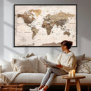 World Map Canvas Print – Framed Travel Map Wall Art for by MyGreatCanvas | Canvas Wall Art Prints | Photo Prints & Wall Decor