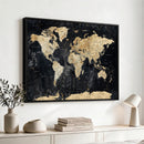 Framed Large World Map Wall Art Canvas Print for Living Room