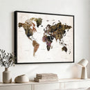Watercolor World Map Print - Large Wall Art Canvas Print for