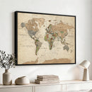 Framed World Map Wall Art for Home and Office Decor
