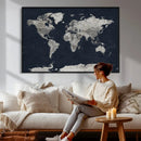 Colorful Watercolor World Map Canvas Print – Vibrant Framed