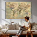 Vintage World Map Wall Art | Ready to Hang and Framed by MyGreatCanvas | Canvas Wall Art Prints | Photo Prints & Wall Decor