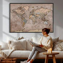 Grunge World Map Canvas Wall Art - Vintage Aged World Map by MyGreatCanvas | Canvas Wall Art Prints | Photo Prints & Wall Decor