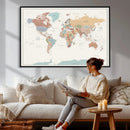 Pastel Colors World Map Wall Art Canvas Print by MyGreatCanvas | Canvas Wall Art Prints | Photo Prints & Wall Decor