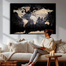 Grunge World Map Wall Art | 3-Panel Large Beige and Brown by MyGreatCanvas | Canvas Wall Art Prints | Photo Prints & Wall Decor