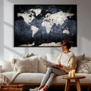 Vintage World Map Canvas Wall Art – Antique Triptych Map