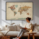 World Map Wall Art Canvas Print, Framed Rustic Atlas Art by MyGreatCanvas | Canvas Wall Art Prints | Photo Prints & Wall Decor
