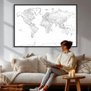 World Map Canvas Print – Framed Modern Detailed Map of the by MyGreatCanvas | Canvas Wall Art Prints | Photo Prints & Wall Decor