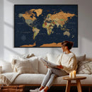 Modern World Map Canvas Print – Framed Detailed Map of the by MyGreatCanvas | Canvas Wall Art Prints | Photo Prints & Wall Decor