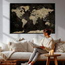 Push Pin World Map Canvas Wall Art Print, Interactive Travel