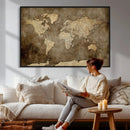 Dark Vintage World Map Canvas Wall Art Print, Antique Map by MyGreatCanvas | Canvas Wall Art Prints | Photo Prints & Wall Decor