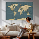 Minimal Vintage World Map Canvas Wall Art Print, Neutral by MyGreatCanvas | Canvas Wall Art Prints | Photo Prints & Wall Decor