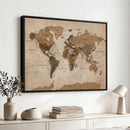 World Map Canvas Wall Art Print, Detailed Global Map Artwork