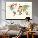 Framed World Map Wall Art Canvas Print for Living Room and by MyGreatCanvas | Canvas Wall Art Prints | Photo Prints & Wall Decor