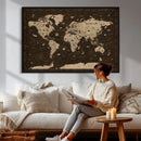 Colorful World Map Canvas Wall Art with Landmarks – Framed by MyGreatCanvas | Canvas Wall Art Prints | Photo Prints & Wall Decor