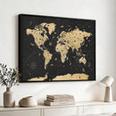 Vintage Blue and Brown World Map Canvas Wall Art – Framed