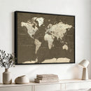 Vintage World Map Canvas Print – Framed Travel Map Wall Art