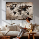 Black and White World Map Canvas Print – Framed Wall Art for by MyGreatCanvas | Canvas Wall Art Prints | Photo Prints & Wall Decor