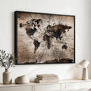 Black and White World Map Canvas Print – Framed Wall Art for