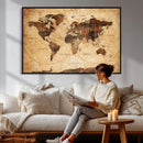Modern Red and Gray World Map Canvas Print – Framed Wall Art by MyGreatCanvas | Canvas Wall Art Prints | Photo Prints & Wall Decor