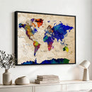 Watercolor World Map Canvas Print – Framed Wall Art for