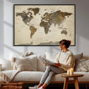 Vintage World Map Canvas Wall Art – Framed Travel Map for by MyGreatCanvas | Canvas Wall Art Prints | Photo Prints & Wall Decor
