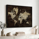 Blue World Map Canvas Wall Art – Framed Modern Travel Map