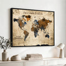 World Map Wall Art Canvas Print, Modern Decorative Framed
