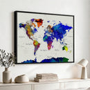 Vintage World Map Canvas Wall Art – Framed Travel Map with