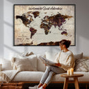 Custom Push Pin Map Wall Art Canvas Print – Personalized