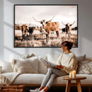 Texas Longhorn Cattle Wall Art Canvas Print, Sepia Western by MyGreatCanvas | Canvas Wall Art Prints | Photo Prints & Wall Decor