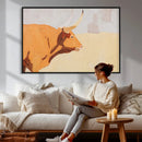 Minimal Longhorn Bull Wall Art Canvas Print, Neutral Western by MyGreatCanvas | Canvas Wall Art Prints | Photo Prints & Wall Decor