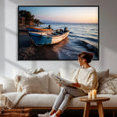 Coastal Fishing Boats Wall Art Canvas Print, Sunset Beach by MyGreatCanvas | Canvas Wall Art Prints | Photo Prints & Wall Decor