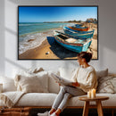 Coastal Fishing Boats Wall Art Canvas Print, Sunset Beach by MyGreatCanvas | Canvas Wall Art Prints | Photo Prints & Wall Decor